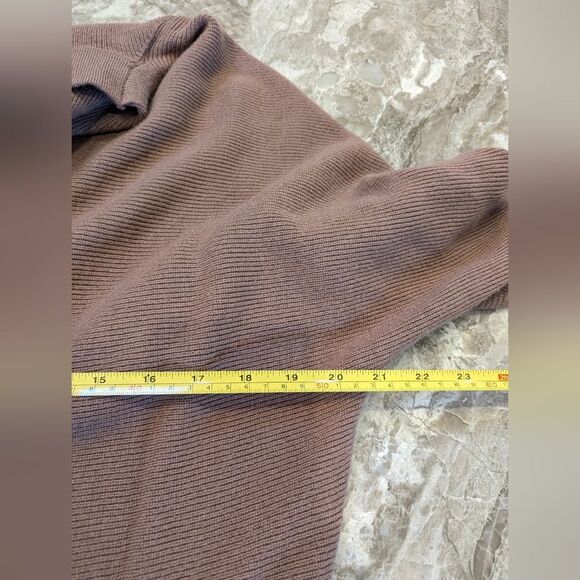 Anna Cai Brown Midi knit sweater Dress turtle neck cozy Dolman Sleeves size L - Picture 8 of 8